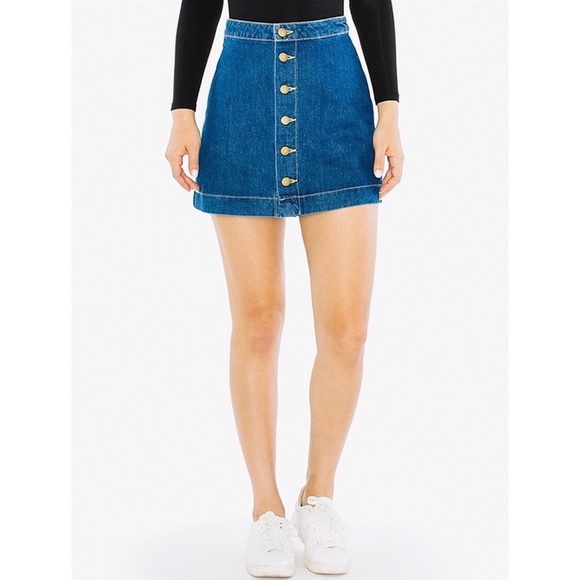 American Apparel Button Front Denim A-line Skirt - Picture 1 of 4